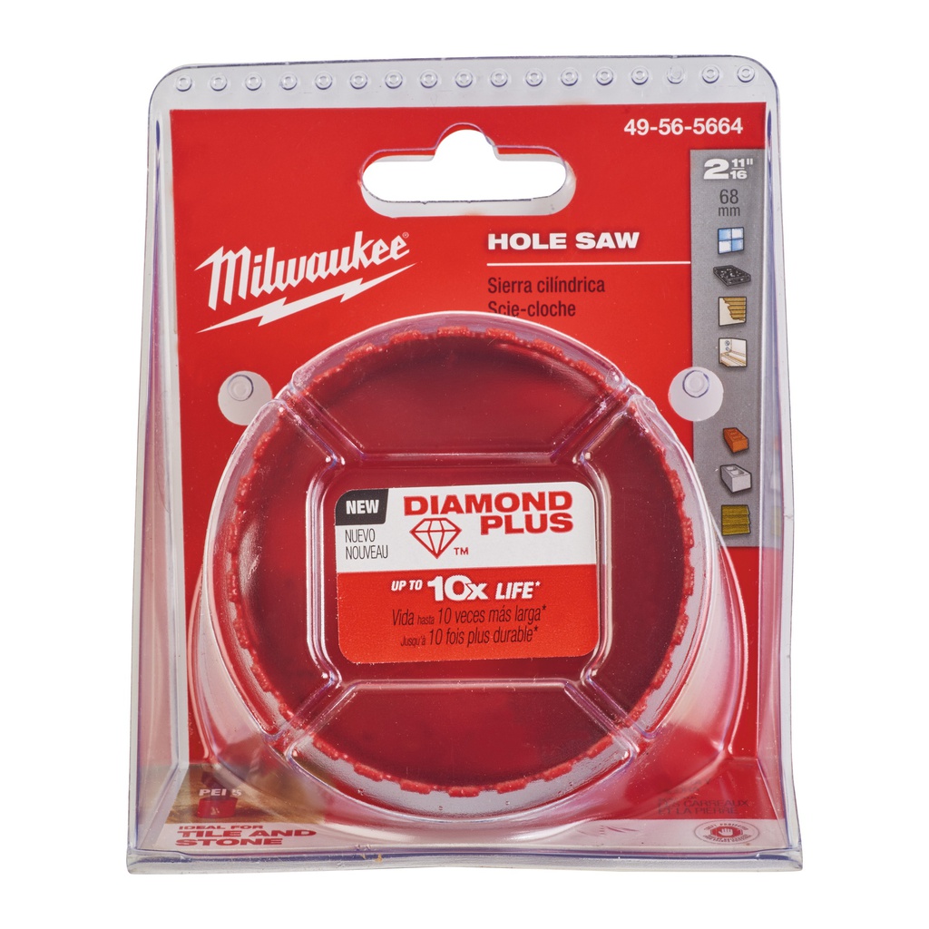 Piły_walcowe_do_wiercenia_na_mokro_/_sucho_Diamond_Plus™_Milwaukee_68_mm_5/8"_x_18_1