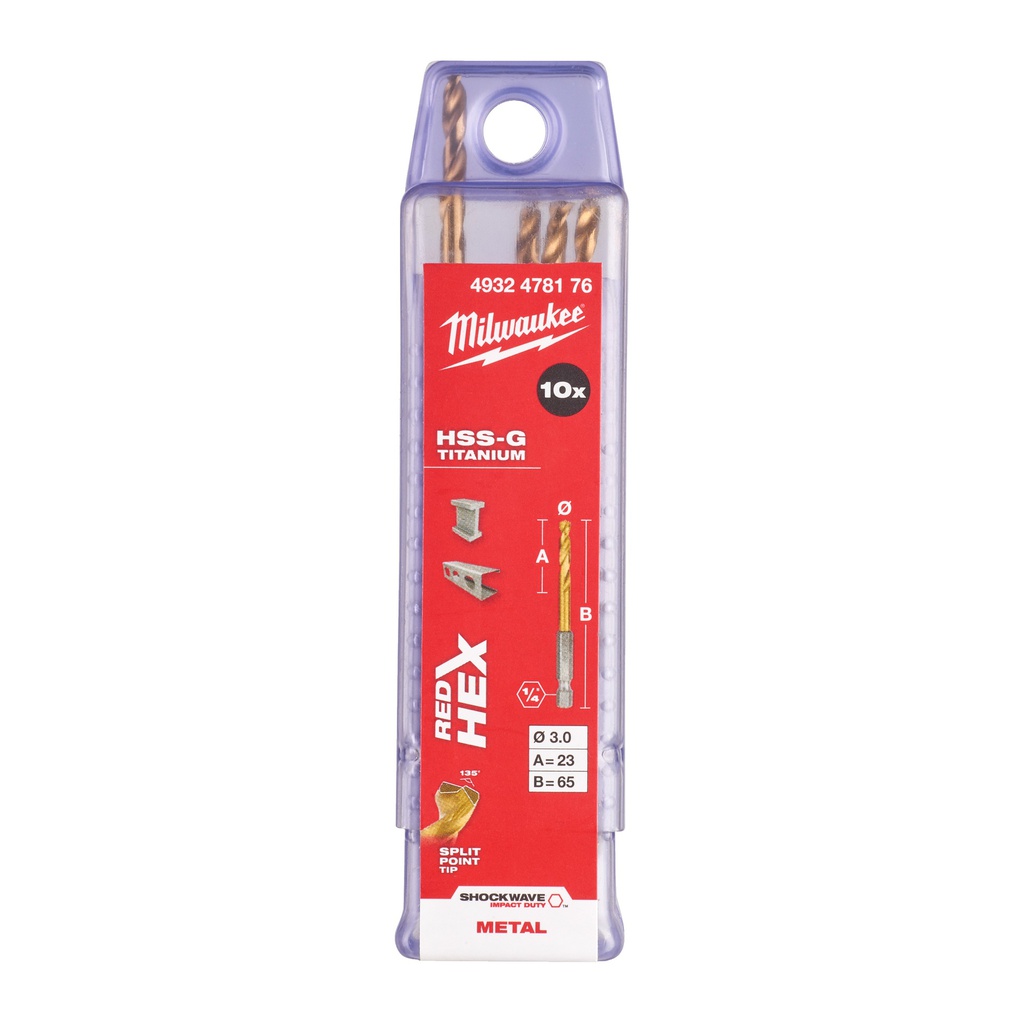 Wiertła_do_metalu_HSS-TiN_-_opakowanie_5_i_10_sztuk_Milwaukee_Shockwave_HSS-G_TiN_Red_Hex_3_mm_-_10_pcs_1