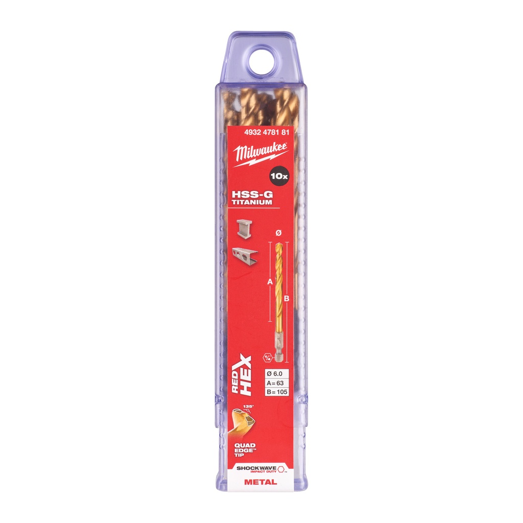 Wiertła_do_metalu_HSS-TiN_-_opakowanie_5_i_10_sztuk_Milwaukee_Shockwave_HSS-G_TiN_Red_Hex_6_mm_-_10_pcs_1