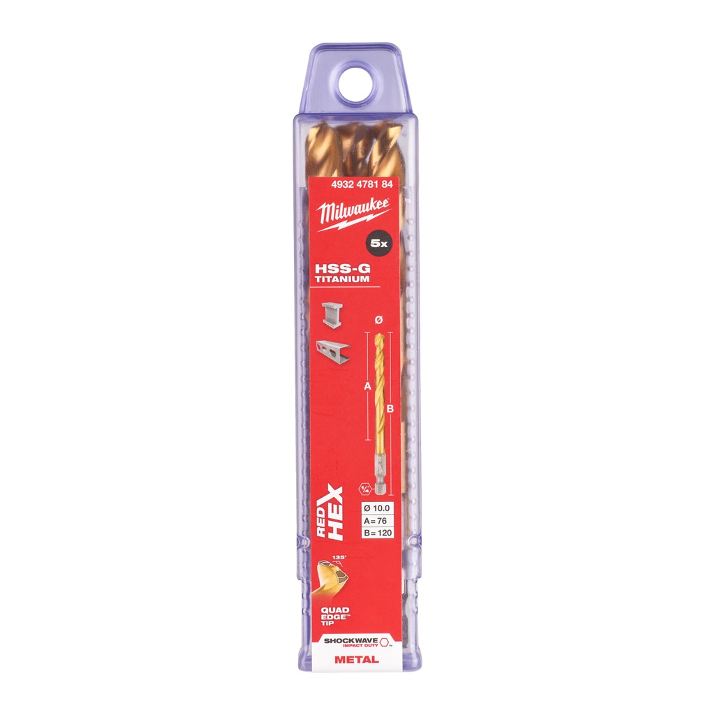 Wiertła_do_metalu_HSS-TiN_-_opakowanie_5_i_10_sztuk_Milwaukee_Shockwave_HSS-G_TiN_Red_Hex_10_mm_-_5_pcs_1