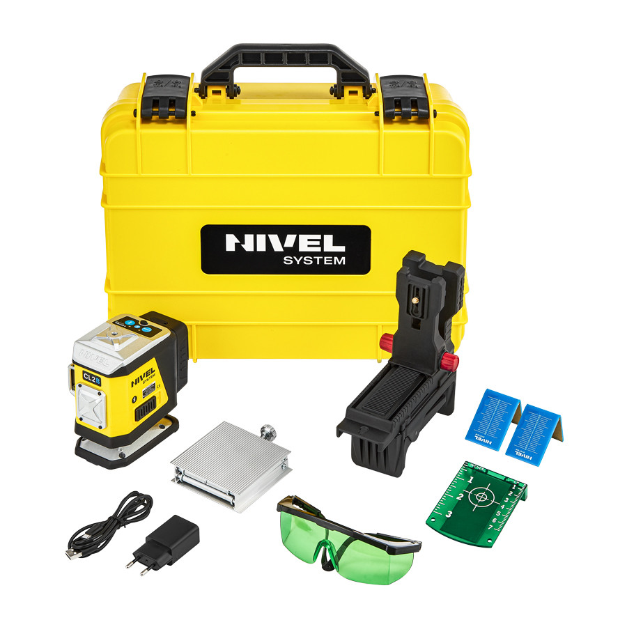 ZESTAW Laser krzyżowy Nivel System CL2B niebieski + tyczka LP-36