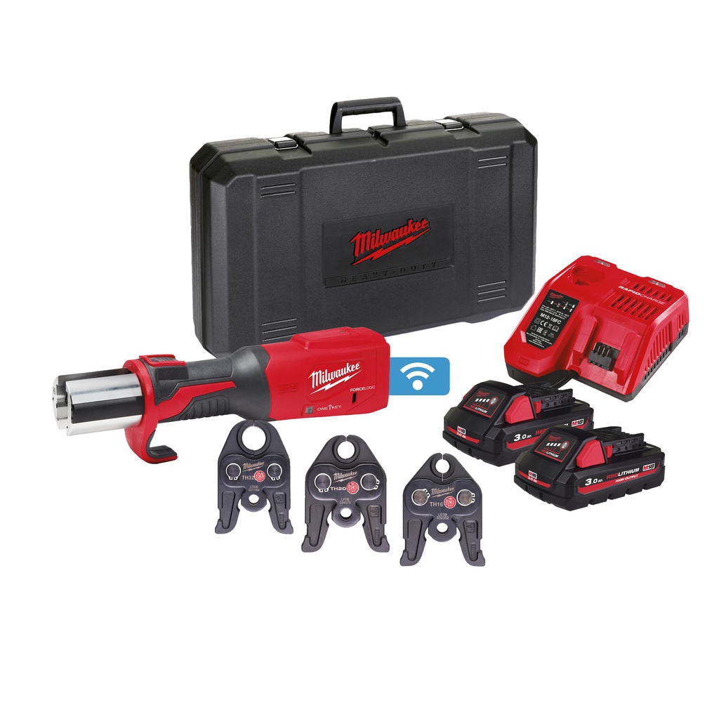 M18™ FORCE LOGIC™ bezszczotkowa praska do zaciskania rur, z opcją śledzenia i ochrony narzędzi ONE-KEY™ Milwaukee | M18 ONEBLHPT-302C TH-SET