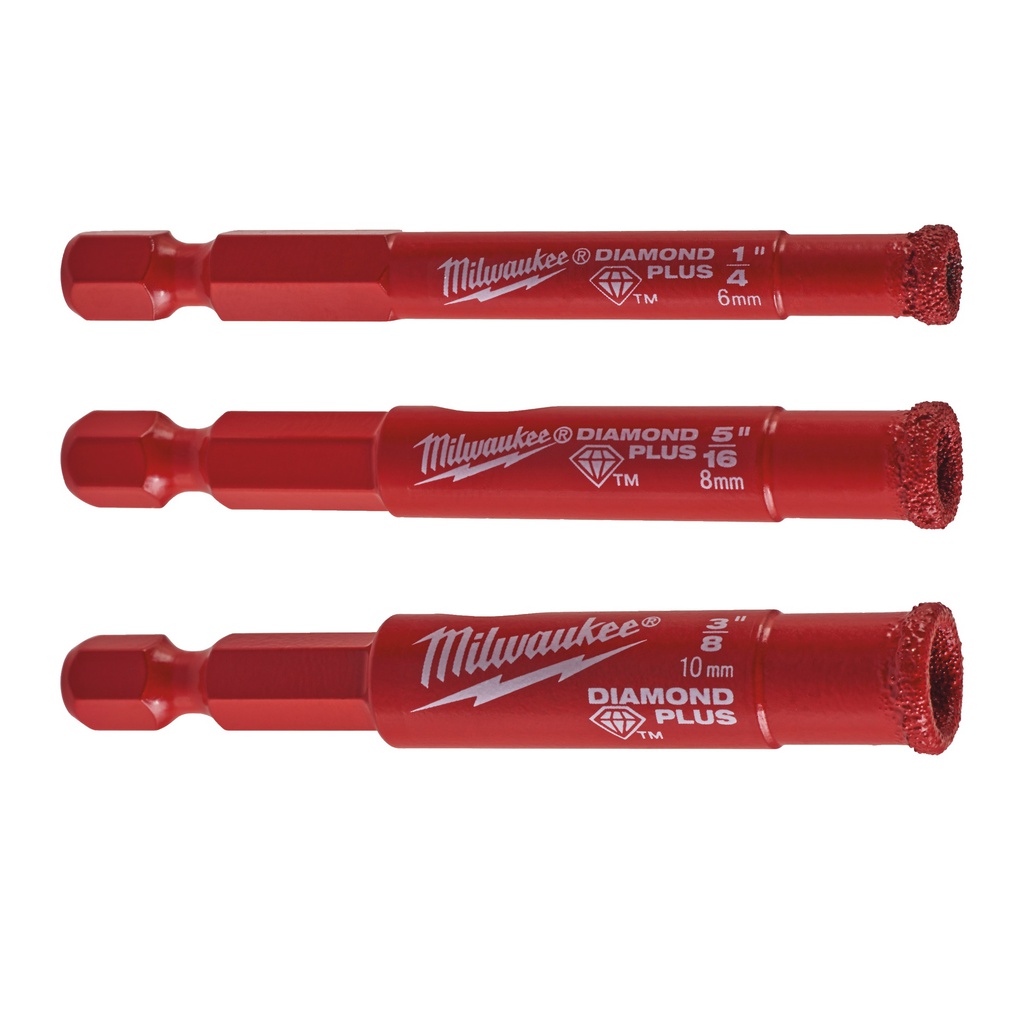 Wiertła ¼" do wiercenia na mokro / sucho Diamond MAX™  Milwaukee | Diamond Drill 3pcs Set -3 pc