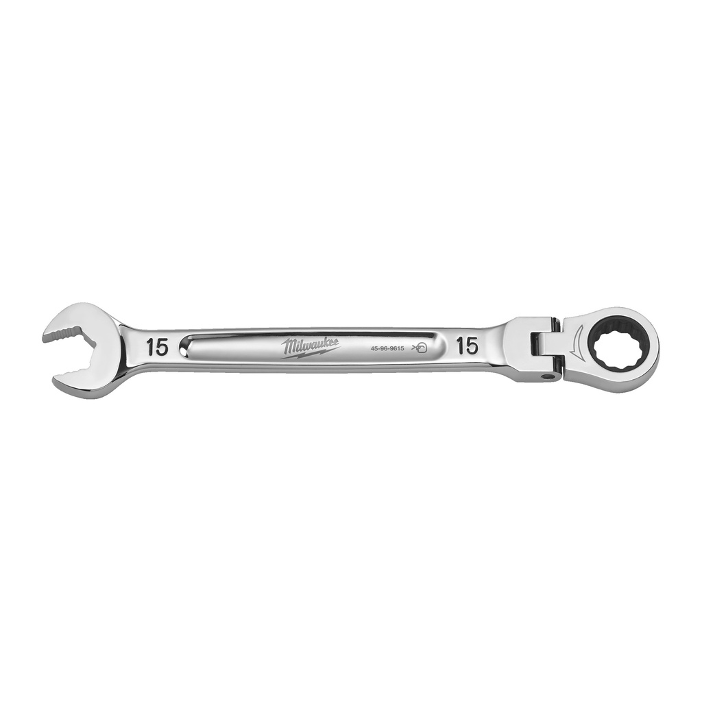 Klucze płasko-oczkowe MAXBITE™ z ruchomą główką grzechotki Milwaukee | Maxbite Flex Head Ratcheting Spanner - Metric - 15 mm