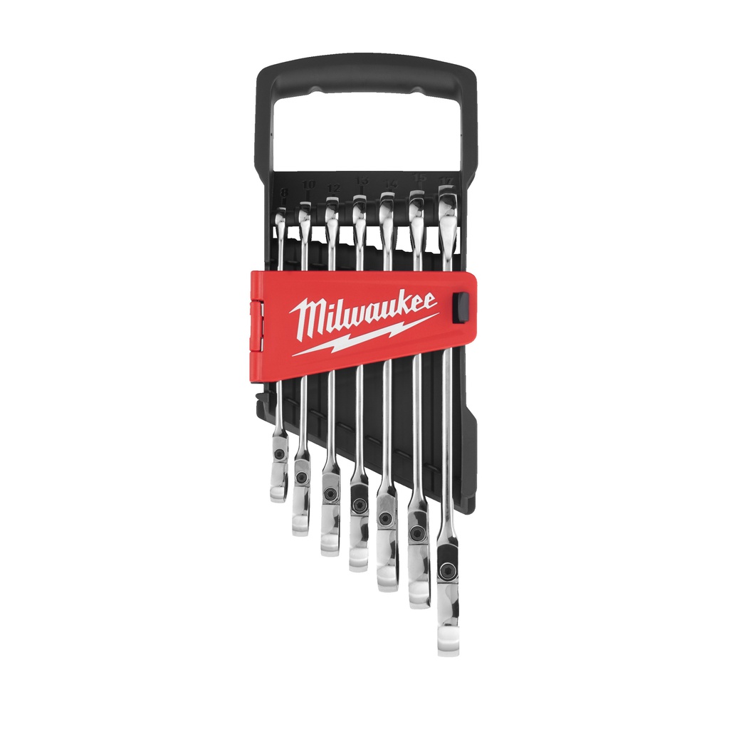 Zestaw kluczy płasko-oczkowych MAXBITE™ z ruchomą główką grzechotki Milwaukee | 7pc Maxbite Flex Head Spanner Set