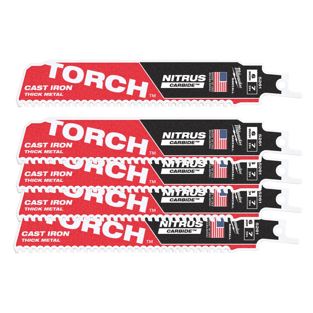 Metal: Brzeszczoty TORCH™ NITRUS CARBIDE ™ z węglikiem Milwaukee | TCT TORCH NITRUS 150 x 8 - 5pc