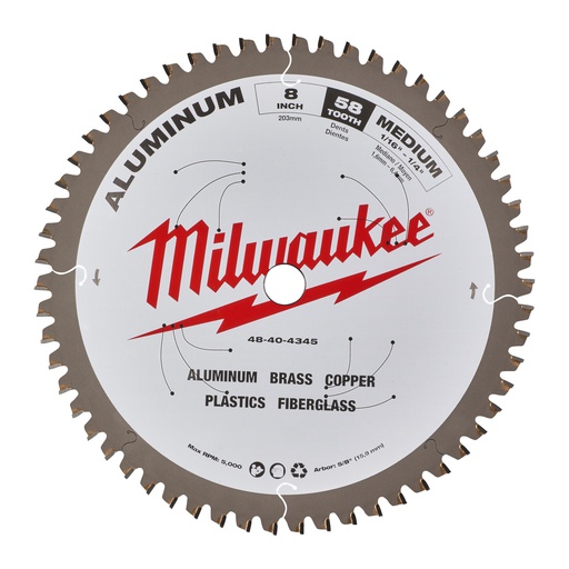 [48404345] Tarcze tnące do metalu. Milwaukee | CSB P Alu 203x5/8x2.4x58