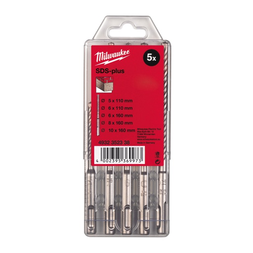 [4932352338] Wiertła SDS-Plus, 2-ostrzowe / kasety  Milwaukee | SDS-Plus M2 Set - 5 pcs