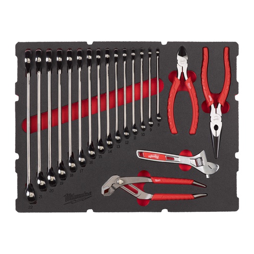 [4932480715] Wkładki piankowe do szuflad PACKOUT™ z kluczami MAX BITE™ i szczypcami Milwaukee | Maxbite Combination Spanner and Plier Set Foam Insert